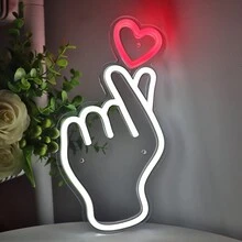 1PC 5V USB Cool Super Bright Popsicle Pizza Good Vibes With Cloud Finger Heart Coffee Cup Earphone Rose Flower Gamer Money Pocket Game Zone LED Wall Neon Sign Night Light For Rock Music Room Party Coffee Shop Cold Drink Game Room Flower Cloth Store Party BAR Decoration Gifts