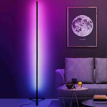 RGB LED Corner Floor Lamp, Smart RGB LED Corner Lamp With Remote Control, Corner Light With Music Sync, RGB Floor Lamp With DIY Colors For Living Room Bedroom Gaming Room, USB Charger (Not Adapter) - 黑色 - 查看 3