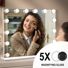 Bedroom Makeup Mirror With 14 Bulbs Countertop Mirror - White - View 7