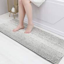 COSY HOMEER COSY HOMEER 1pc Super Soft Absorbent Non-Slip Washable Bathroom Rug, Luxury Fluffy Chenille Bath Mat For Bathroom Floor, Bathtub, Shower, Black And White Gradient