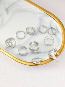 10 件/套 复古哥特几何指节戒指套装 适合女士日常佩戴 - 十件戒指套裝 - 查看 7