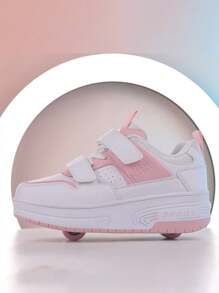 Auto-Retractable Wheel Roller Skating Shoes With 2 Wheels For Women - Pink - View 3