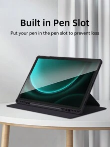 DANYCASE 超薄旋转保护壳,兼容苹果 Galaxy Tab S9 FE+ S9+ 12.4 英寸、S9 S9FE A8 S7+ S8+ S7FE S7 S8 S6lite,带笔槽设计,防震保护壳,透明后盖 - 黑色 - 查看 5