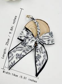 1pc Minimalist Leopard Print Bow Decor Bag Charm/Keychain Valentines - Navy Blue - View 3
