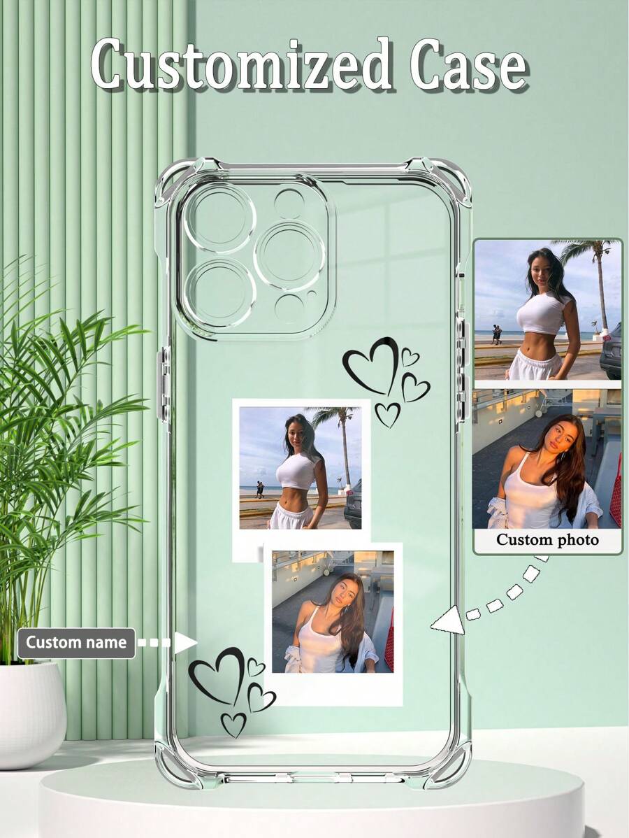 Valentines 1pc Customizable Soft TPU Phone Case, Shockproof Anti-Scratch Fingerprint-Resistant, Compatible With IPhone 15/14 Plus/13 Pro/12 Pro Max/11, Personalized Gift For Individual, Partner, Family, Friend Clear Customized Ideal Gifts For Him Boyfriend, Girlfriend, Grandparents, Couple, Pet Lovers For Anniversaries, For Birthdays, For Graduation, For Weddings, For Christmas, For Halloween, For Winter, For Prom, For Fall, For Mother's Day, For Father's Day Iphone Case, Phone Cover, Phone Accessories