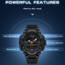 SANDA SANDA Men Watch Digital Quartz Dual Time Military Sport Wristwatch Top Brand Luxury Original Multifunction Alarm Date Week Stopwatch Waterproof Male Electronic Clock Gift 6130
