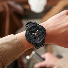 SANDA SANDA Men Watch Digital Quartz Dual Time Military Sport Wristwatch Top Brand Luxury Original Multifunction Alarm Date Week Stopwatch Waterproof Male Electronic Clock Gift 6130