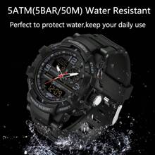 SANDA SANDA Men Watch Digital Quartz Dual Time Military Sport Wristwatch Top Brand Luxury Original Multifunction Alarm Date Week Stopwatch Waterproof Male Electronic Clock Gift 6130