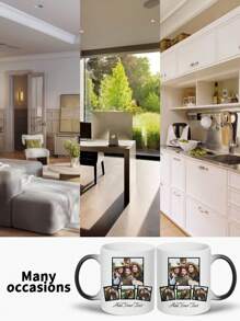 1 Pc - Personalized Magic Coffee Mug, 11 Oz - Customized Mug With Multiple Images, Text Photos - Popular Customized Coffee Mugs | Color Changing Mugs, Personalized Gifts For Couples, Anniversaries, Women, Men, Christmas, Birthday Gifts For Valentine's Day, For Mother's Day, For Birthdays, For Children's Day, For Father's Day, For Graduation, For Weddings, For Housewarming Dining Room, Living Room, Bedroom, Office, Tea Room, Home, School - Multicolor - View 3