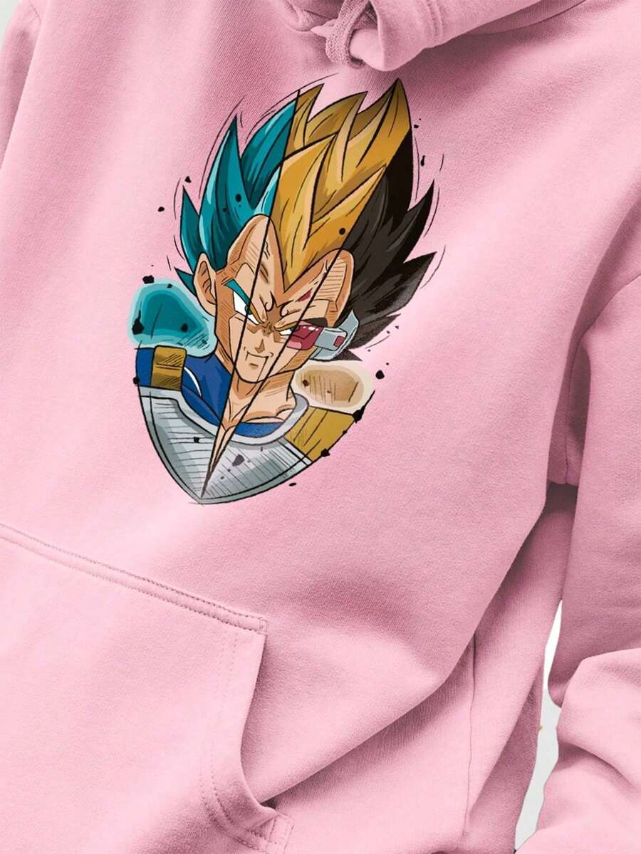Genuine Grit Men's Kangaroo Sweatshirt Printed DBZ Vegeta - 淺粉色 - 查看 1