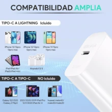 Cargador Turbo 3a 20w Carga Rápida Compatible con iPhone XS/XR/11/12/13/14 Cargador Tipo C con Cable IP 1Hora GAR154 - Tipo de Enchufe A USA (110-127V) - Ver 5