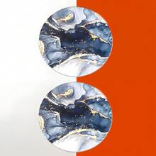 6pcs/Set Navy Blue Marble Ceramic Coasters, Round Ceramic Table Mats, Coffee Cup Drink Coasters, Suitable For Home, Living Room, Study, And Kitchen Decor, Essential For Home, Study, Kitchen, And Coffee Enthusiasts - Multicolor - View 5