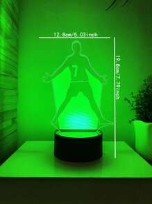 1 件个性化足球迷 3D LED 夜灯，带自定义名称和日期 - 彩色 - 查看 2