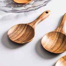 1pc Wooden Rice Paddle, Wooden Kitchen Spoon, Soup Ladle, Cooking Utensil