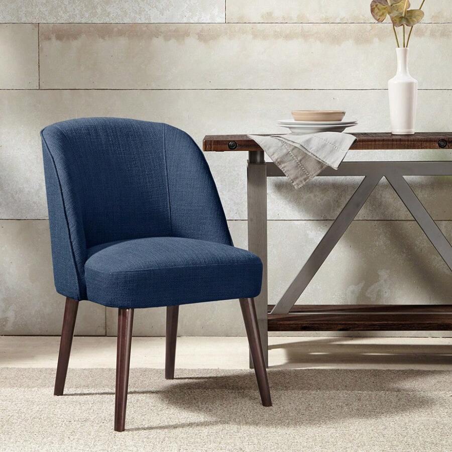 Back Dining Chair - Blue + Polyester - View 1