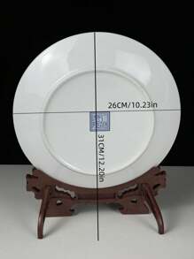 1 pieza Plato de cerámica de estilo chino con patrón de porcelana azul y blanca, plato decorativo con soporte para el hogar - Multicolor - Ver 11