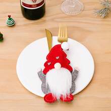 3pcs Faceless Doll Knife Fork Set Christmas Table Decoration - Multicolor - View 12