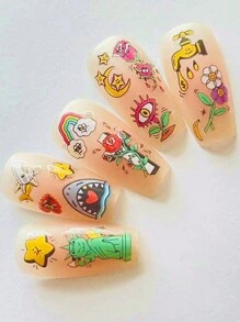 2 peças Adesivos de Unhas 3D de Cowboy Oeste Legal Pintados à Mão