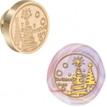 BAOFALI 1 件圣诞快乐元素蜡印可拆卸圆形黄铜头无手柄鹿、浆果、铃铛、圣诞老人蜡印用于装饰品、贺卡、信封、酒瓶包装纸、笔记本、香水瓶 - 金色 - 查看 26