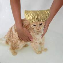 Gorro de baño para gato, gorro de ducha impermeable para mascotas para evitar que el agua entre en los oídos, accesorios de aseo para mascotas - Multicolor - Ver 4