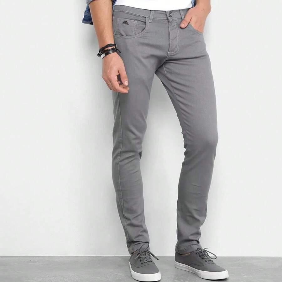 Men's Colorful Twill Jeans Slin Fit 38 To 66 Promo - Grey - View 1