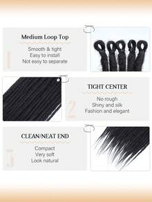 24 In Dreadlock Extensions Synthetic Single Ended Dreads Extensions Hippie Style Fake Dreads 10 Strands SE Crochet Thin 0.6cm Width Dreadlocks Extensions For White Woman - Black - View 3