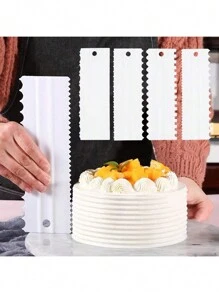 SikeSike 5件套蛋糕装饰工具套装，包括抹刀、蛋糕刮刀、塑料锯齿刮刀、奶油蛋糕边缘DIY工具 - 8种纹理设计 - 彩色 - 查看 6