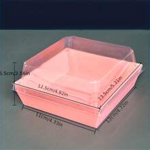 50pcs Paper Charcuterie Boxes With Clear Secure Lids, Square Dessert Containers Pink Bakery Boxes For Strawberries, Cookies, Cake Slice, Brownies And Cinnamon Rolls, Kitchen Accessories Baking Supplies Kitchen Organization And Storage,