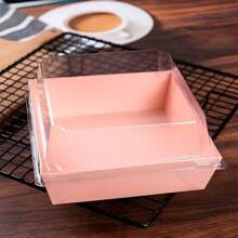 50pcs Paper Charcuterie Boxes With Clear Secure Lids, Square Dessert Containers Pink Bakery Boxes For Strawberries, Cookies, Cake Slice, Brownies And Cinnamon Rolls, Kitchen Accessories Baking Supplies Kitchen Organization And Storage,