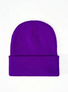 1pc Unisex Y2K Style Solid Color Knit Beanie Hat, Perfect For Casual Wear, Street Parties, Autumn & Winter Outdoor Activities, Warm & Windproof,School - Knitted Hat - View 33