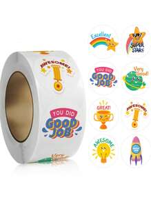 500pcs/Roll Cartoon Animals Stickers, Reward Stickers, Stationery Stickers, Gift Decoration Labels Back To School - Multicolor - View 1