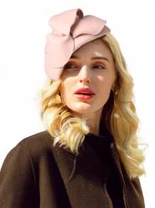 HIMESPORT 100% Wool Felt Fascinators Hats For Women Ladies Church Formal Cocktail Wedding Bride Tea Party Dress Hat Berets Cap With Flower