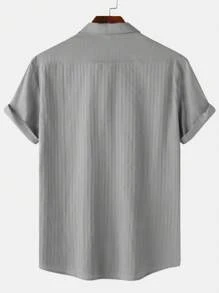 Camisa de manga corta de unicolor con rayas, verano para hombre