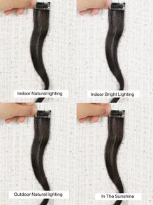 2PCS Long Curly 14INCH/35CM Bangs Clips Front Two Side Fringe Hair Extension Natural Synthetic Middle Part Fake Fringe For Women - Black Brown - View 9