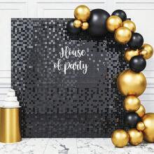 24/36Pcs Large Square Sequin Shimmer Backdrop Panels - Durable Plastic Material, Reusable, Easy To Assemble, Versatile Photo Backdrops For Birthday, Anniversary, Wedding, Graduation, Bachelorette Party, And Event Decorations - màu đen - Xem 5