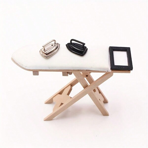 1:12 Scale Mini Black & Silver Iron Model Figurine, Miniature Sewing Iron Model Decor Accessory For Decoration House Best Gifts Birthday