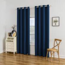 YSTYLE Rèm cản sáng nội thất 2 mảnh, Rèm phòng ngủ cách nhiệt có nhẫn, Rèm phòng khách cách âm, Rèm cách nhiệt lạnh ấm - Màu xanh lam - Xem 2