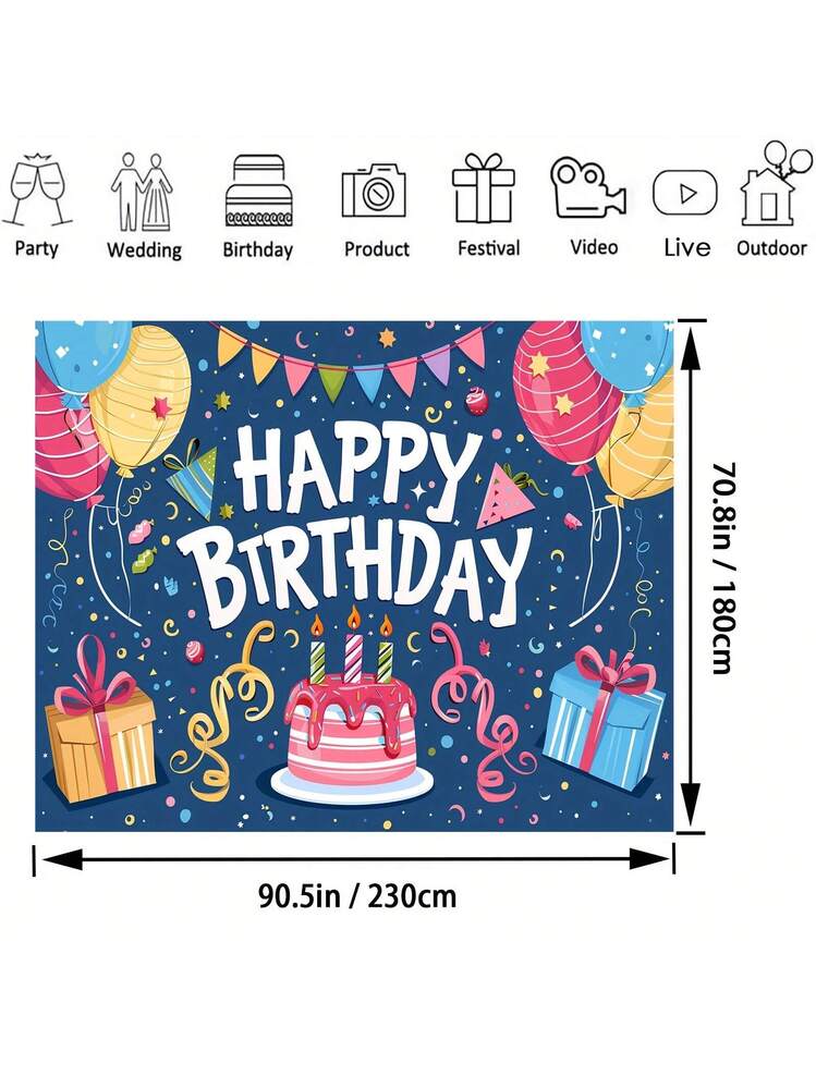 Striscione di buon compleanno in tessuto blu fatto a mano