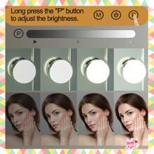 60x50CM Hollywd Mirror With Dimmable LED Bulbs Vanity Make Up Table Wall Light Bathroom Accessories Back To School - White - View 5