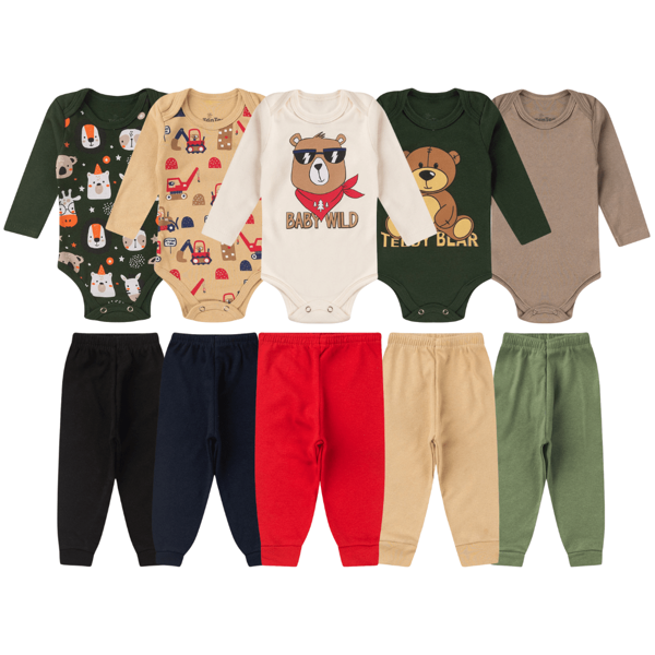 Kit 8 Peças Body Bebê Manga Longa Roupas de Bebê 100% Algodão com Brinde