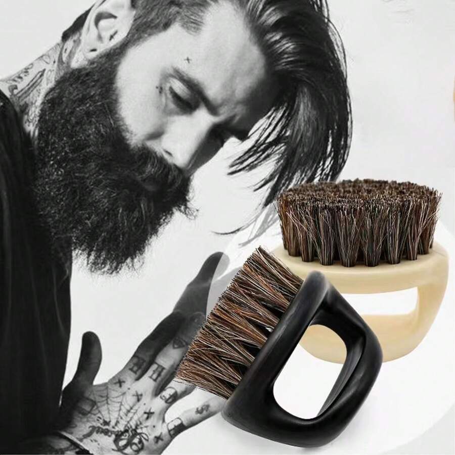 1 Bàn Chải Ria Mép Để Làm Sạch Tóc, Tẩy Lông Cổ Bàn Chải Chải Lông Cho Nam - màu đen - Xem 1