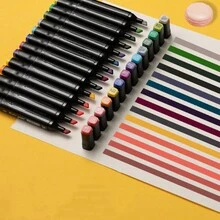 80/60/48/36/24 Colores Plumones Punta Doble ,multicolores  Marcador Para Pintar Diseño,Rotuladores Punta Pincel para Niños  y Adultos ,kit de marcadore para escolar - 48 - Ver 4