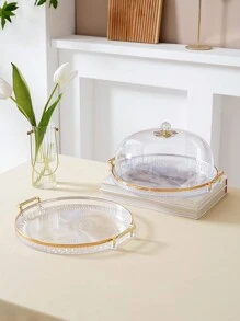 1pc Creative Luxury Round Cake Stand Cover Tray, Wedding Birthday Graduation Party Holiday Dessert Display Christmas Gift - Multicolor - View 3