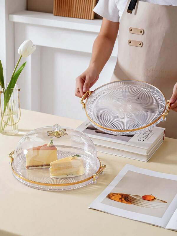 1 pièce Présentoir à gâteau rond créatif et luxueux avec couvercle, pour Halloween, mariage, anniversaire, fête de remise des diplômes, fête, présentation de desserts, cadeau de Noël