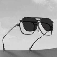 Ultra-Light Pure Titanium Magnetic 3-In-1 Detachable Eyeglasses For Men, Driving Eyeglasses With Double-Bridge Frame Glasses Accessories - Black - View 6