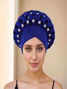 1pc New Muslim Hat Adjustable Multi-Layer Turban Cap For Wedding Party, African Style - Multicolor - View 8