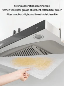 12pcs/Pack Kitchen Exhaust Fan Oil Absorbing Paper, High Temperature Oil Filter Net, Cooking Oil Proof Sticker, Filter Membrane Accessories - Multicolor - View 1