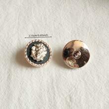 6/12 piezas Botones de plástico con decoración floral vintage bicolor en forma de león para suéter, cárdigan, abrigo DIY accesorios de costura - Blanco y Negro - Ver 13
