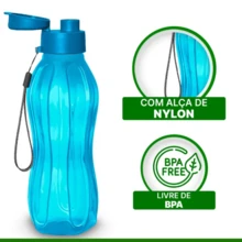 Hauskraft Water Bottle With Solid Squeeze Lock Lid 600ml - Màu xanh lam - Xem 3