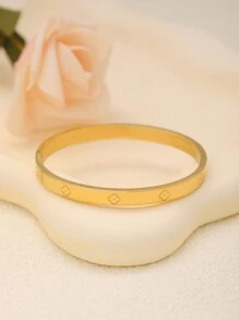 2pcs Stainless Steel Bracelet, Fashionable Minimalist Style For Women